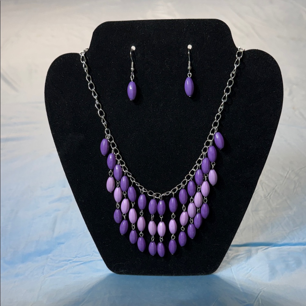 Paparazzi Vibrant Purple Necklace and Earring Set